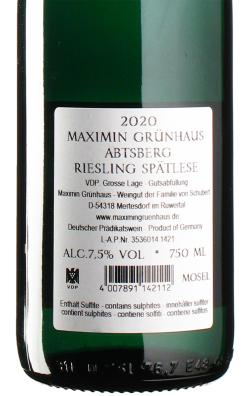 Maximin Grünhaus 2020 Abtsberg GG リースリング Riesling Abtsberg
