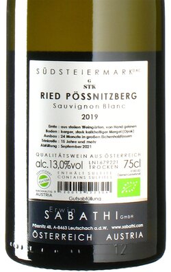 Sauvignon Blanc Ried Pössnitzberg 2019