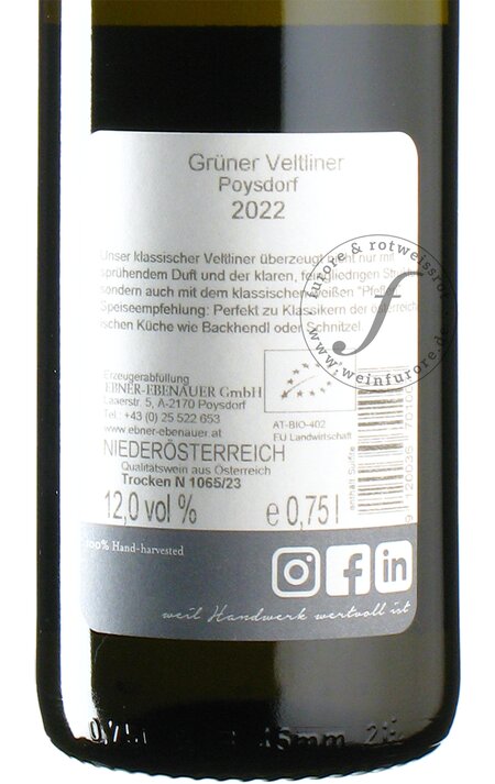 Grüner Veltliner Poysdorf 2022 - Weingut Ebner-Ebenauer - Weinfurore