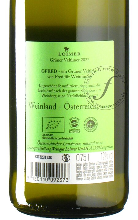 Grüner Veltliner GFRED 2022 - Weingut Loimer, Kamptal - Weinfurore