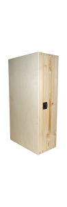 Holzkiste für 2 Flaschen mit Klappdeckel
