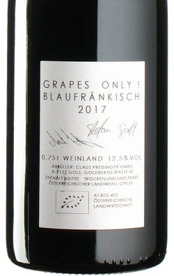 Blaufränkisch Grapes Only 2017