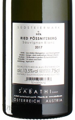 Sauvignon Blanc Ried Pössnitzberg 2017